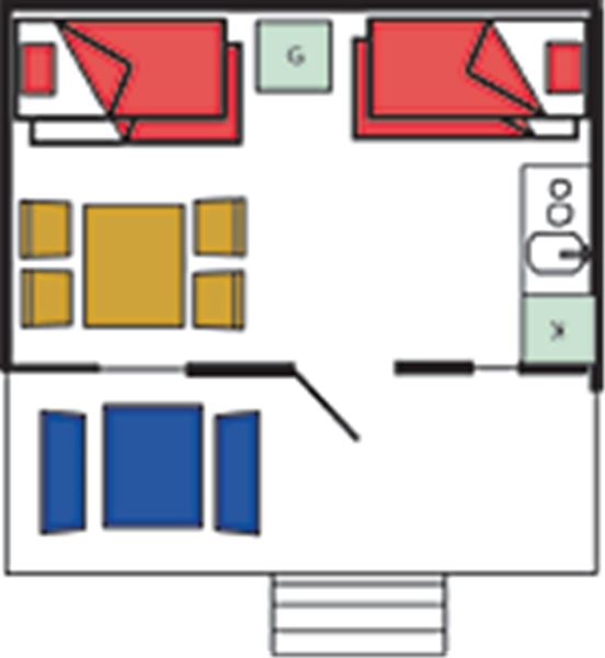 Ferienhaus Typ 5 (4-5 Betten, 20 m², ohne WC/Dusche, haustiere sind nicht erlaubt) 