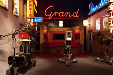 Interior image from the museum, neon signs and other props.
