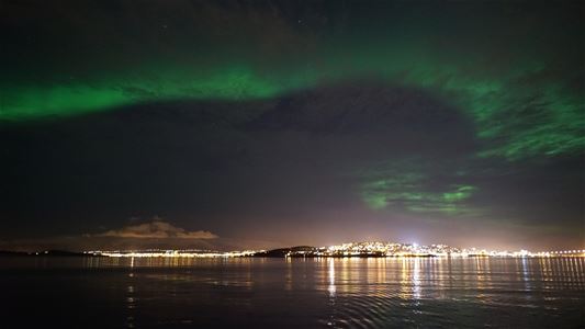 Northern lights over the sea