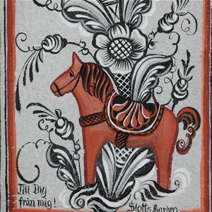 Painting of Dala horse and kurbits.