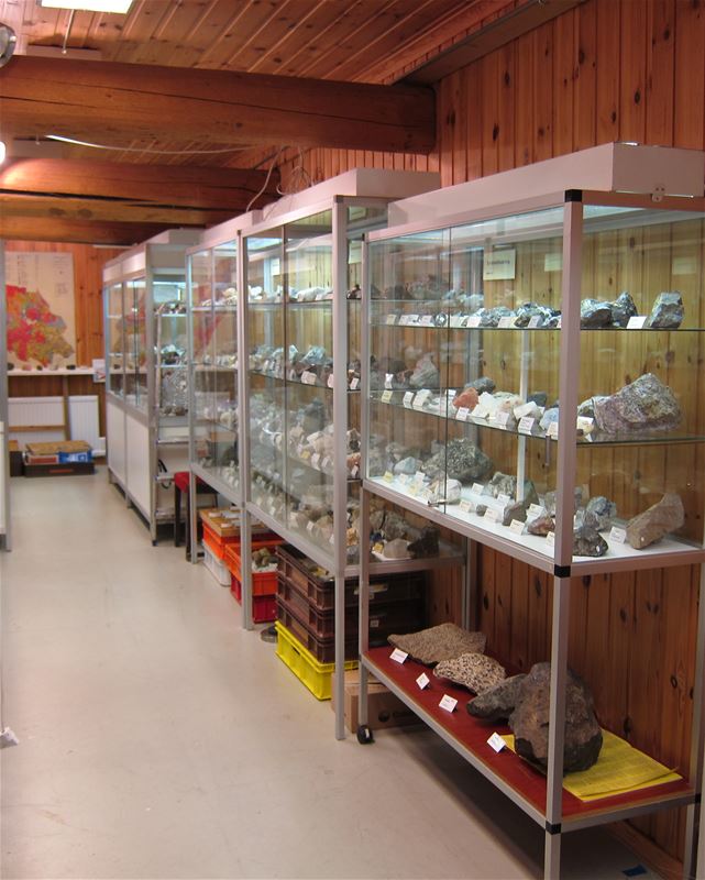 Several cabinets of glass.