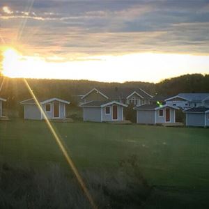 Cottages in the sunset.