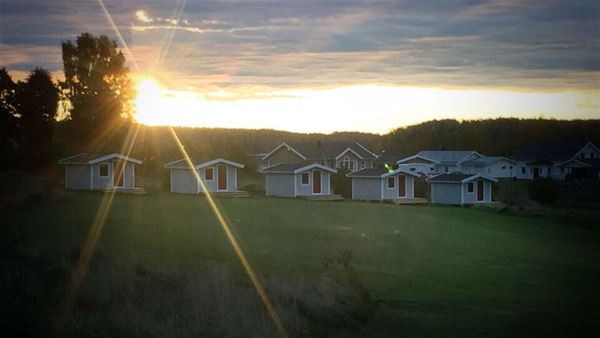 Cottages in the sunset. 