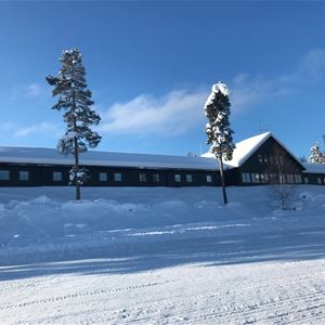 Exterior of the main building during winter.