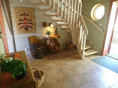 Hallway with stairs.