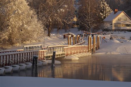 Flottbron i Gagnef på vinter med snö.