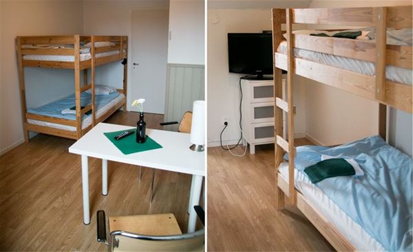 Room with a bunkbed. 