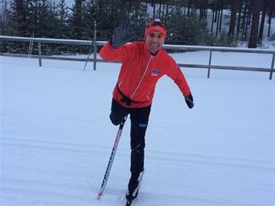 Staffan Larsson på sina skidor.