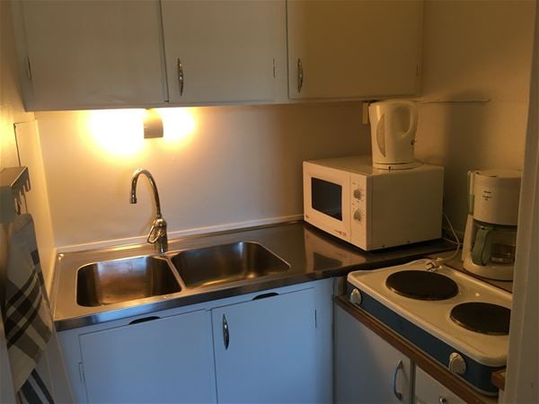 A small kitchenette. 