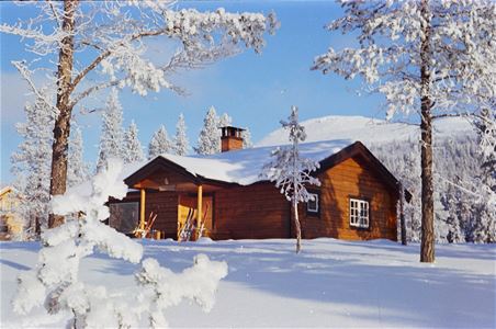 Exterior of an cottage in Gränjesåsvallen in Idre.