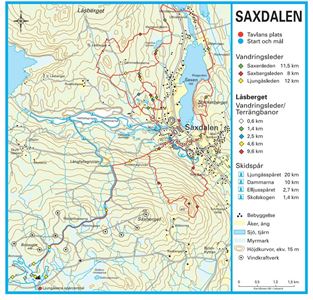 A map over the hiking area in Saxdalen