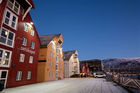The old wooden buildings by the port