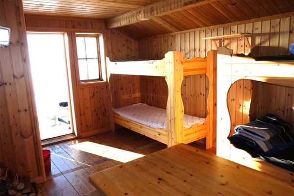 Room with two bunk beds. 