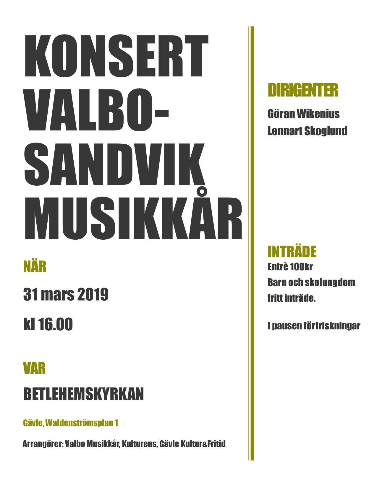 Konsert med Valbo-Sandvik  Musikkår