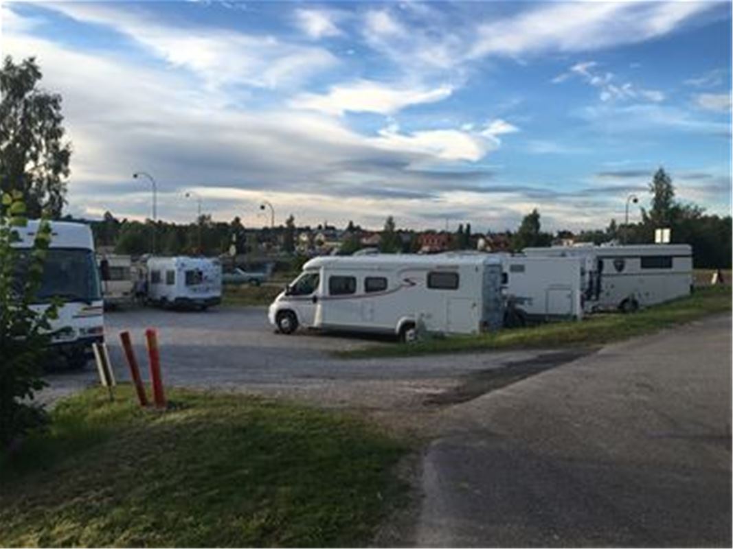 Caravans by a campsite.