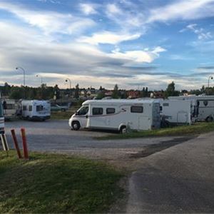 Caravans by a campsite.