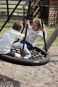 Children on a swing.