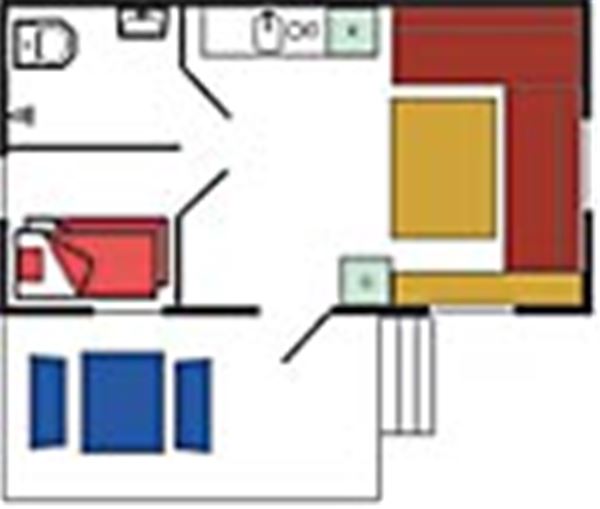 Ferienhaus Typ 2 (4 Betten, 18 m², WC/Dusche) 