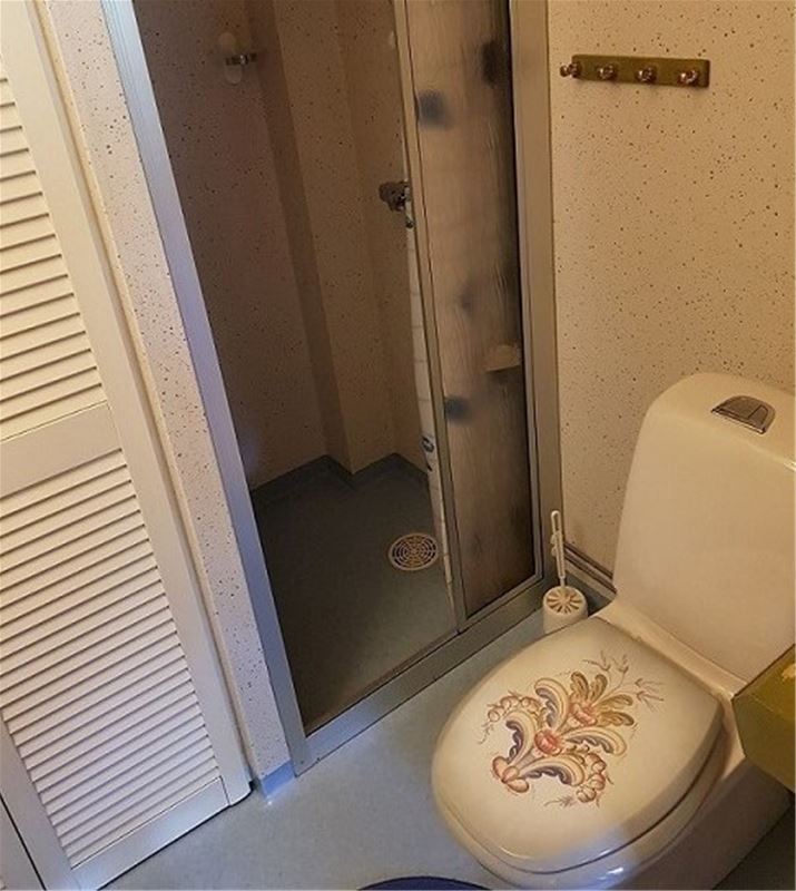 A toilet and a shower.