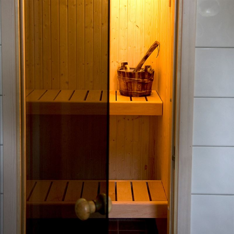 Interior of a sauna.