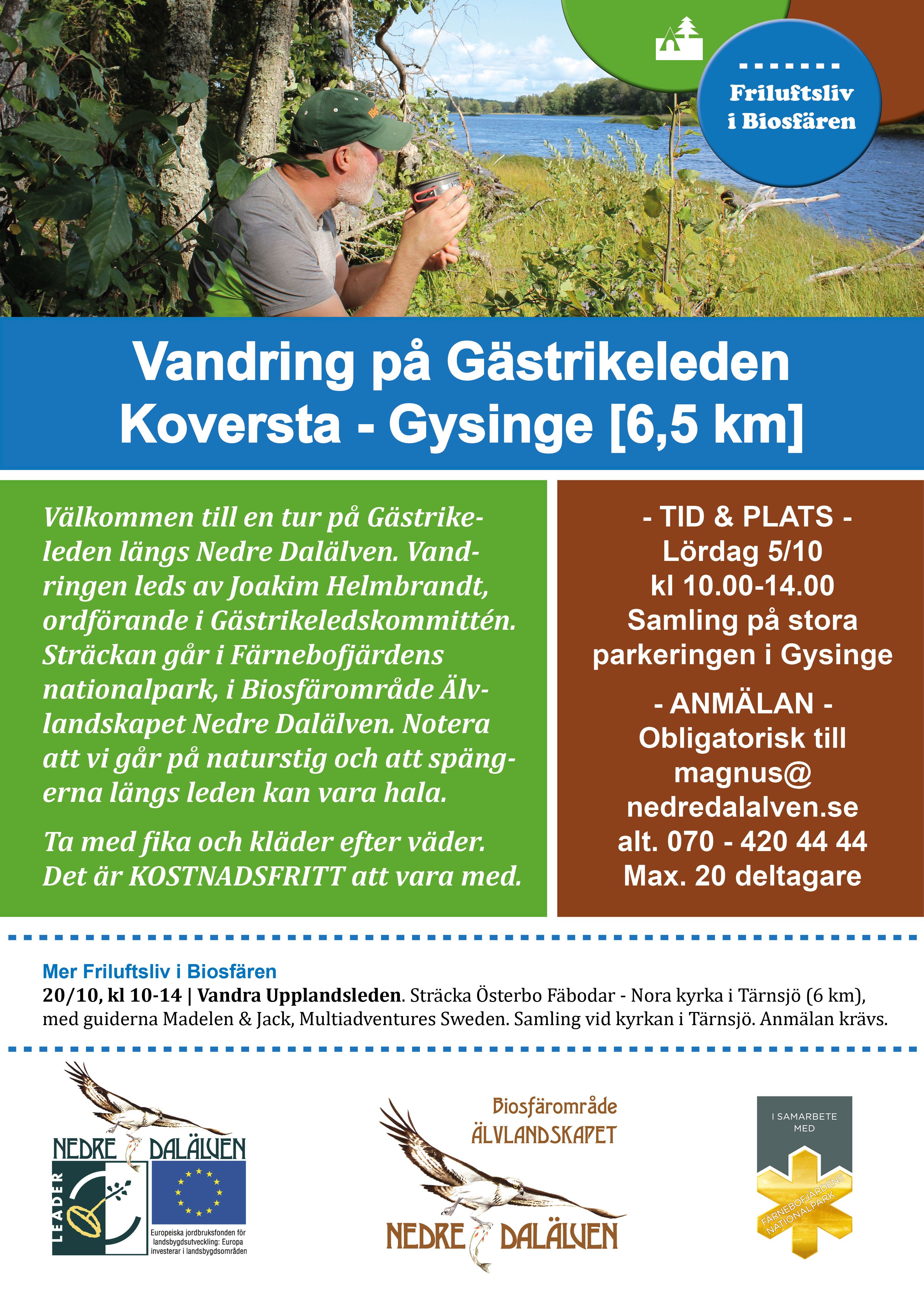 Vandring på Gästrikeleden, Gammelbyn, Koversta – Gysinge.