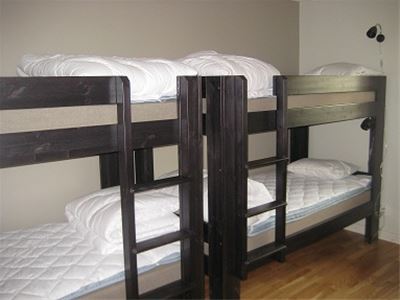 bedroom with two bunk beds.