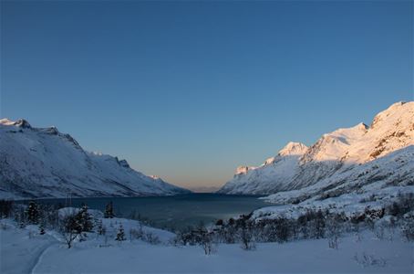 Photo of the fjord and the mountains surrounding it