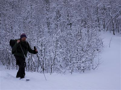 Man snowshoeing