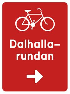 Red sign Dalhallarundan.