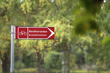 A red sign that says Besöksrundan.