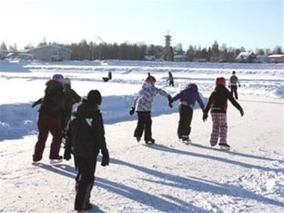 Ice joy with children on the ice.