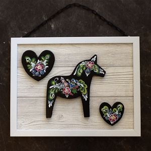 Painting with horse and hearts with rose paintings.