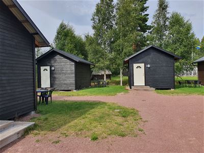 Black small cabins.