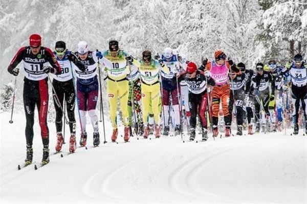 Skiers in ski competition.