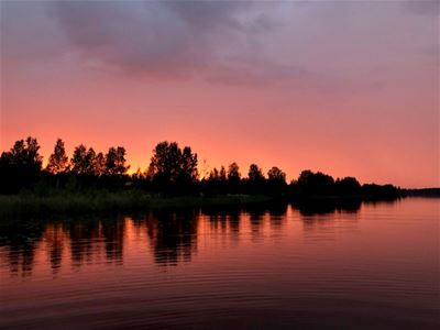 Sunset over the lake.