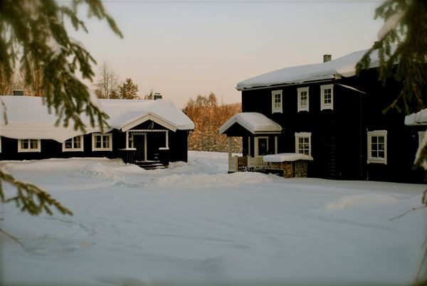 Exterior of the house in snow at winter.  