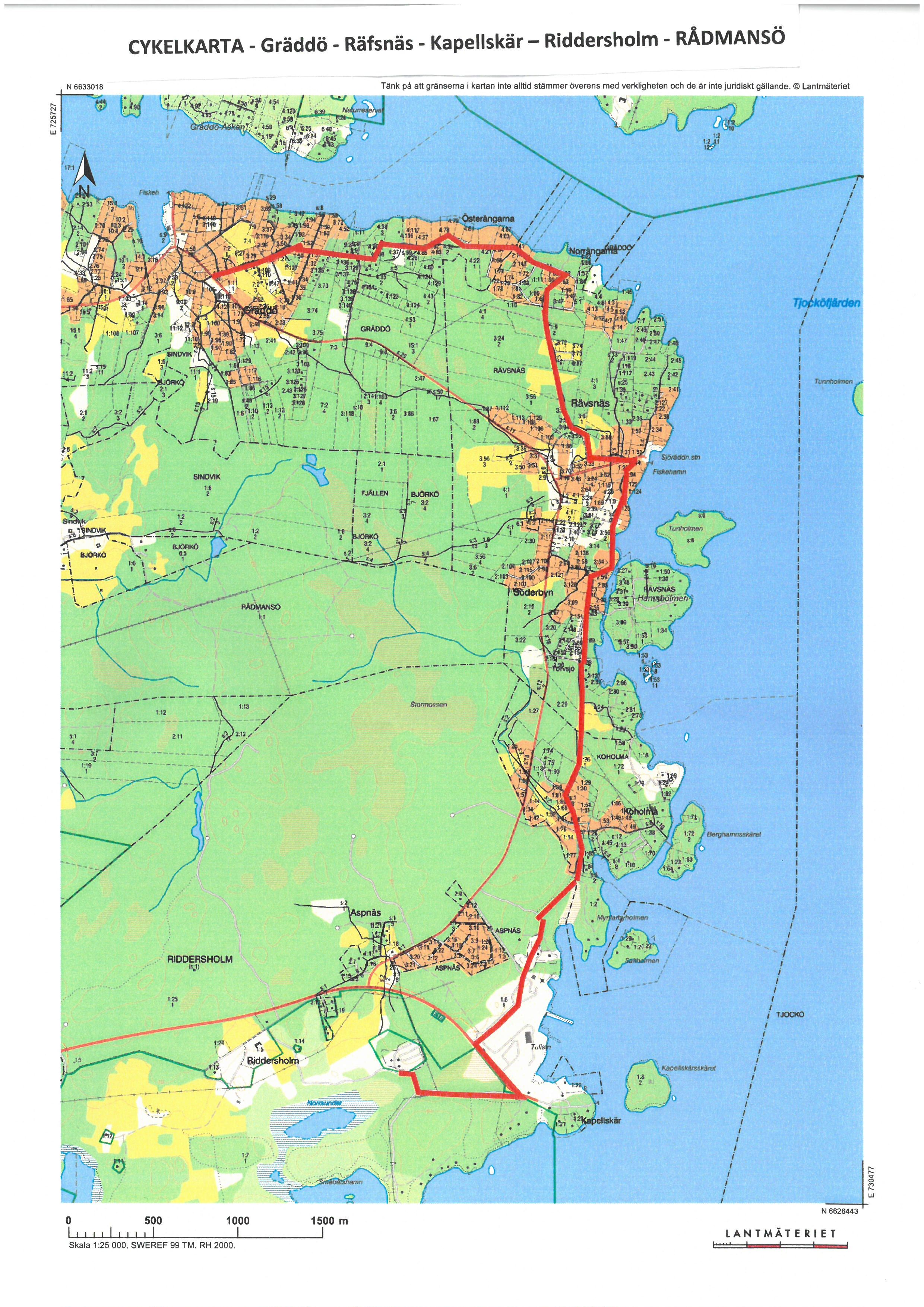 Cykelkarta - Gräddö till Riddersholm, Cykel, Norrtälje