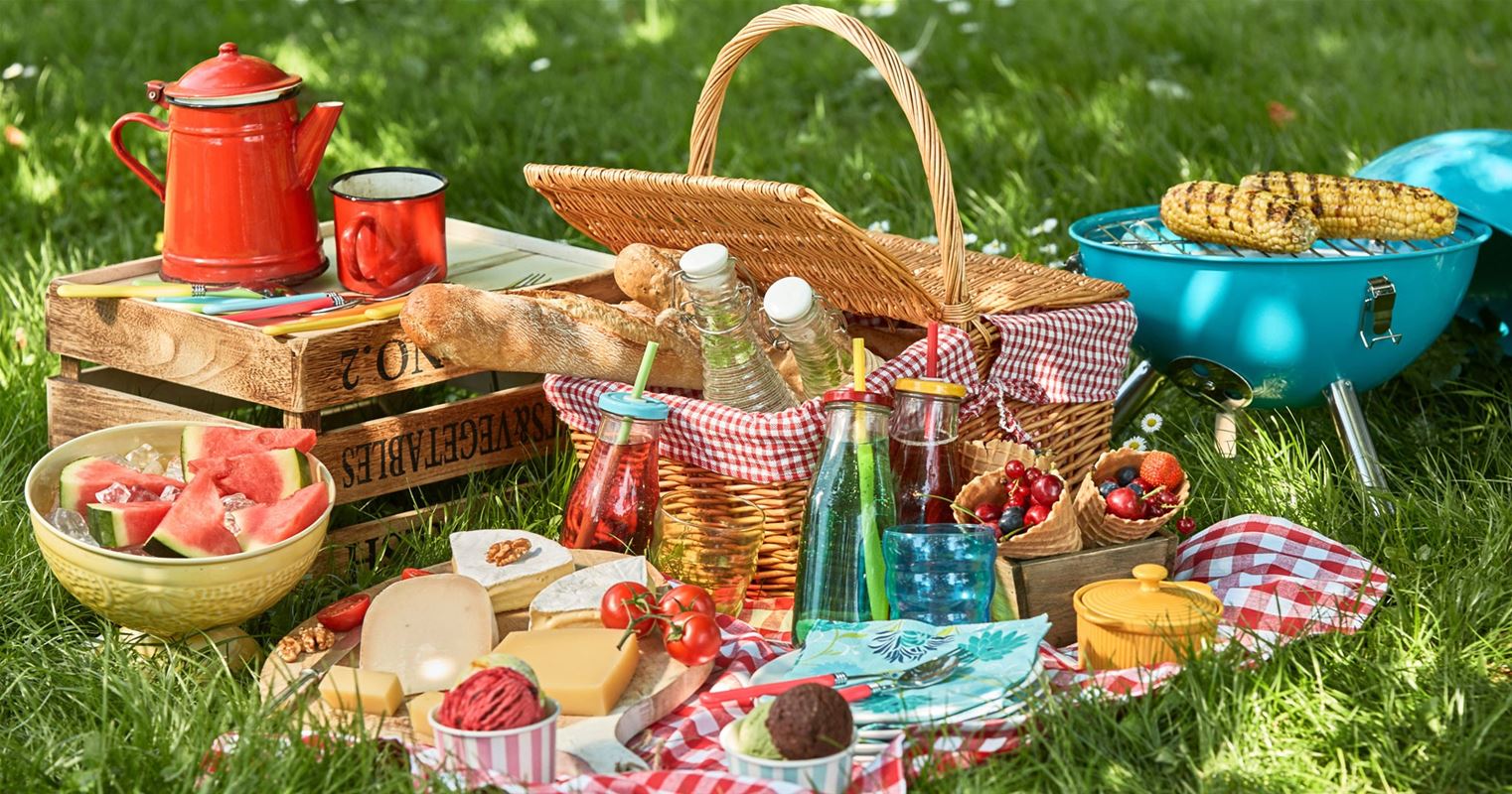 Picnic laid out in the green.