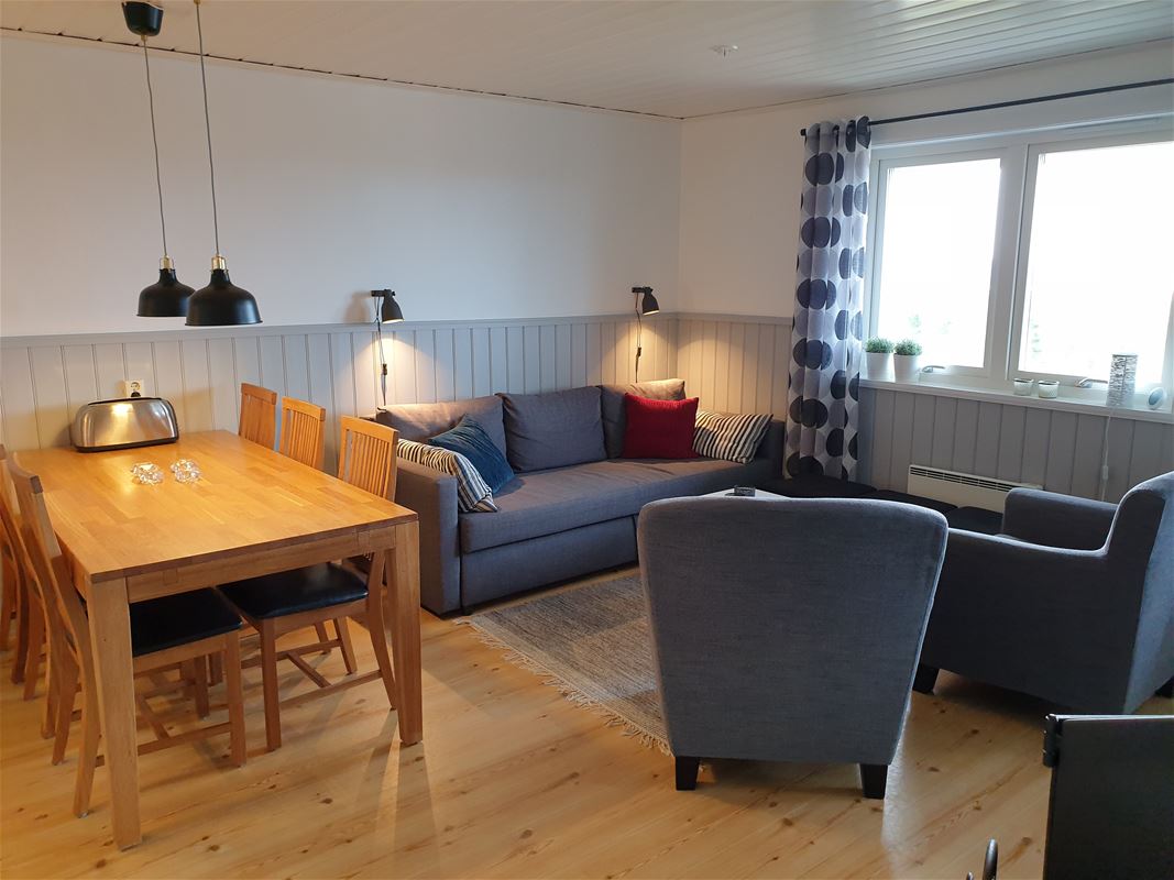 Sofa and a dining table.