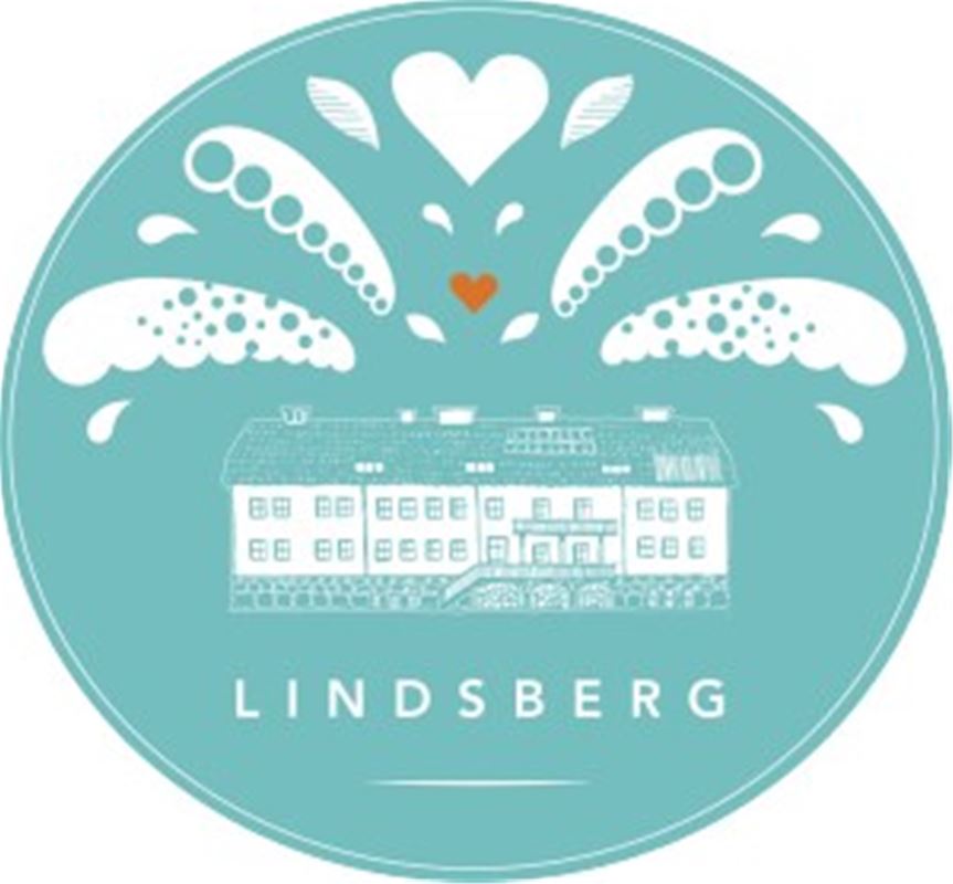 Logga med texten Lindsberg och en kurbits.