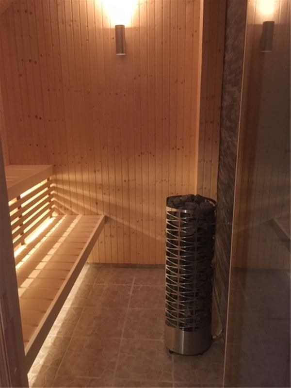 Sauna interior.