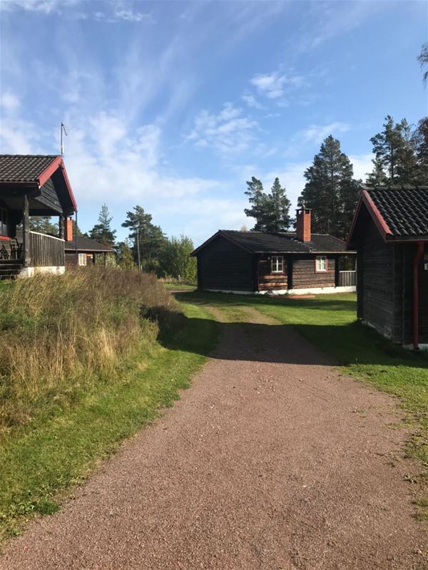 The gravel road to cabins. 