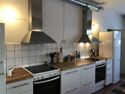 Kitchen with two stoves. 