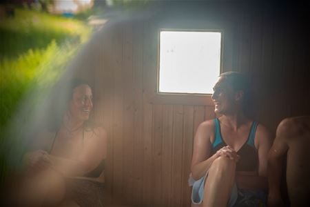  Girls in a sauna.