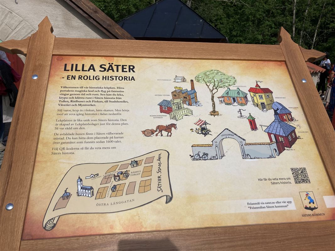 En tecknad karta över Lilla Säter.