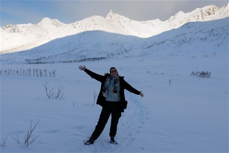 A guest poses for the camera