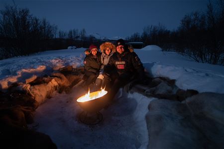 Posing by the fire