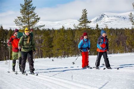 A family on cross country ski's