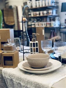 Various glass and ceramics in the shop.