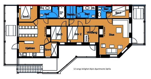 Apartments Sørlia 4 - 12 sengs leiligheter 